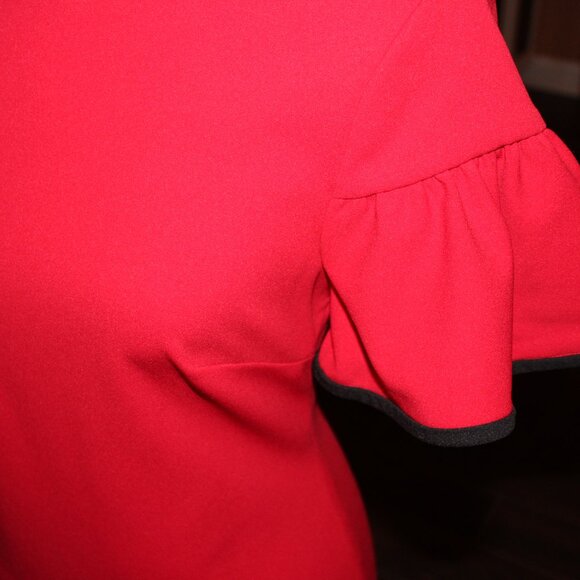 Calvin Klein Round Neck Short Fluttered Sleeve Dress - Picture 4 of 8